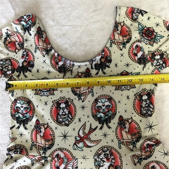 LIQUOR Brand Animal Hospital Tattoo Style Mini Summer Flared Dress Size Med - Picture 9 of 13